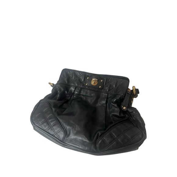 Marc Jacobs Stam Silvana Black Quilted Gold Hardware Leather Shoulder Bag - Picture 5 of 12